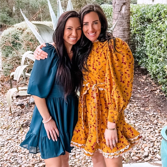 CeliaB Alder Dress Floral Puff Sleeve Scallop Mini Ruffle Tiered Micro Corduroy - Picture 8 of 8